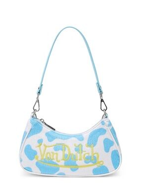 Von Dutch Light Blue and White Logo Shoulder Bag